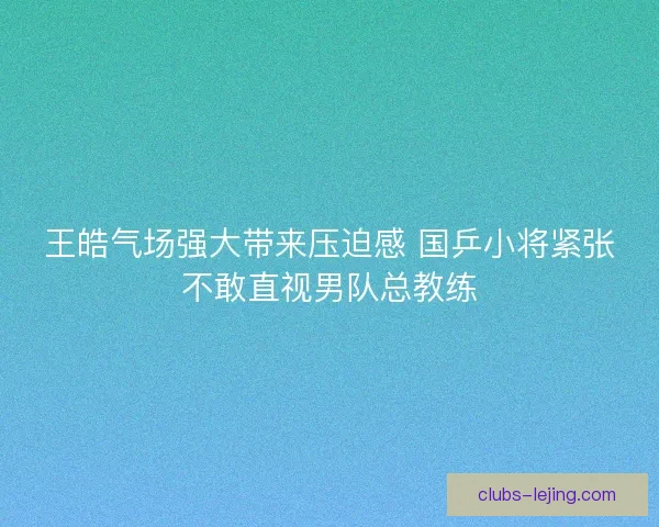 王皓气场强大带来压迫感 国乒小将紧张不敢直视男队总教练 王皓气场强大带来压迫感 国乒小将紧张不敢直视男队总教练